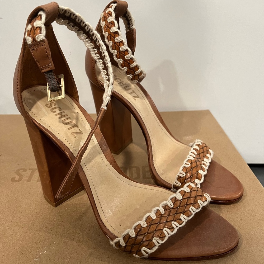 Schutz strappy summer sandal with crochet detailing